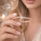 Луксозна гривна с розов кварц и сребро 925, талисман за любов 