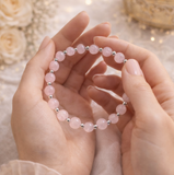 Сребърна с розов кварц, бижута с естествени камъни и гривни за любов хармония 