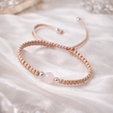 Гривна с Естествен камък розов кварц за любов и хармония, късмет и баланс